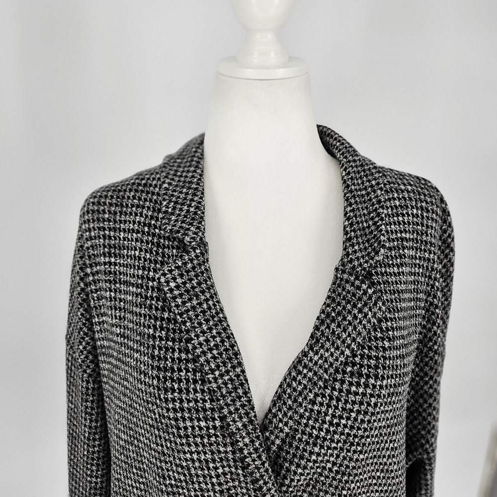 Madewell Houndstooth Blazer Womens XL Black White Double Breasted Knit Jacket - Picture 3 of 11